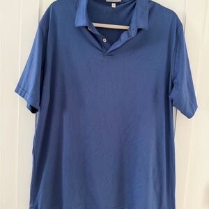 Peter Millar Polo Subtle Palm Branches Blue Polo Shirt LARGE
